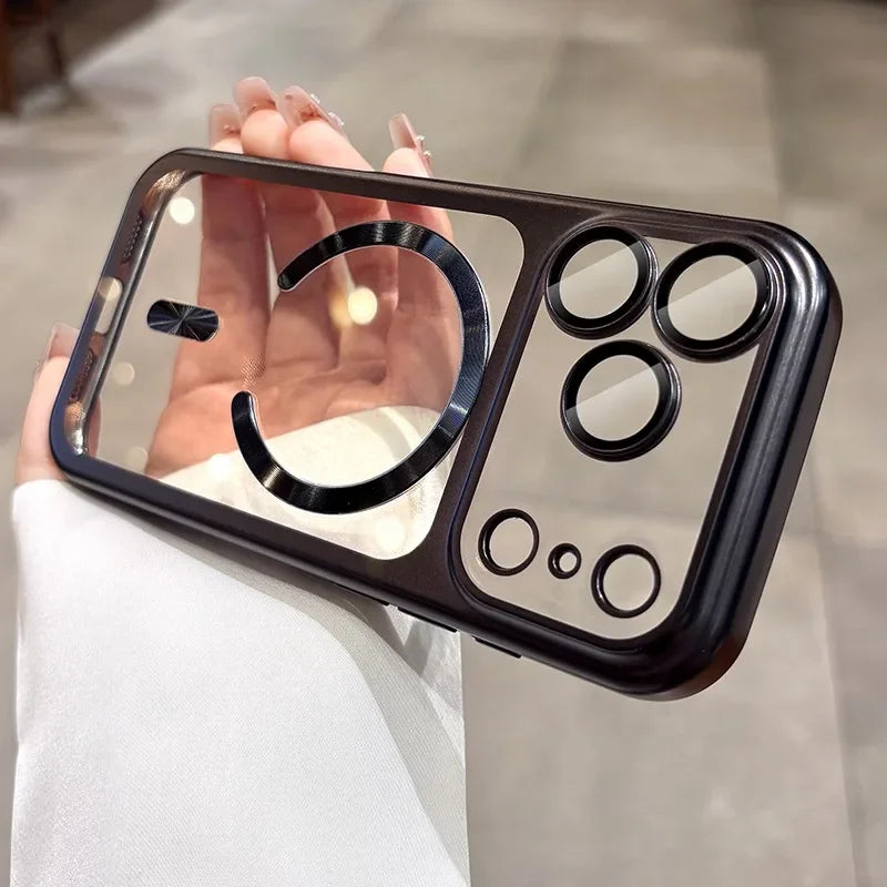 for iPhone17 Luxury Transparent Plating Magsafe Case for iPhone 17 Pro Max 17Pro Air Original Soft TPU Camera Protector Cover Car Mobile World