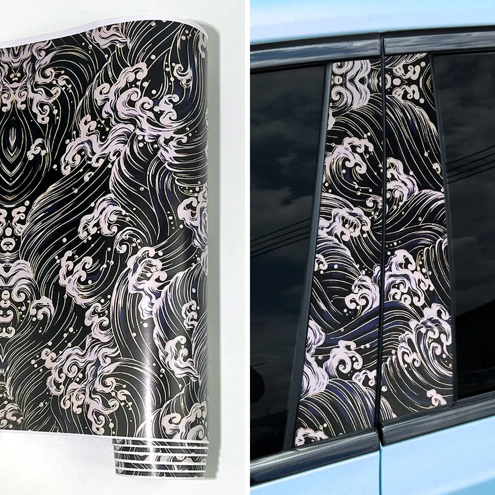 1RollCartoon Wave Graffiti Car Vinyl Wrap Waterproof Self-adhesive Car Film DIY Vehicle Motorbike Bicycle Skateboard Laptop Boat Car Mobile World