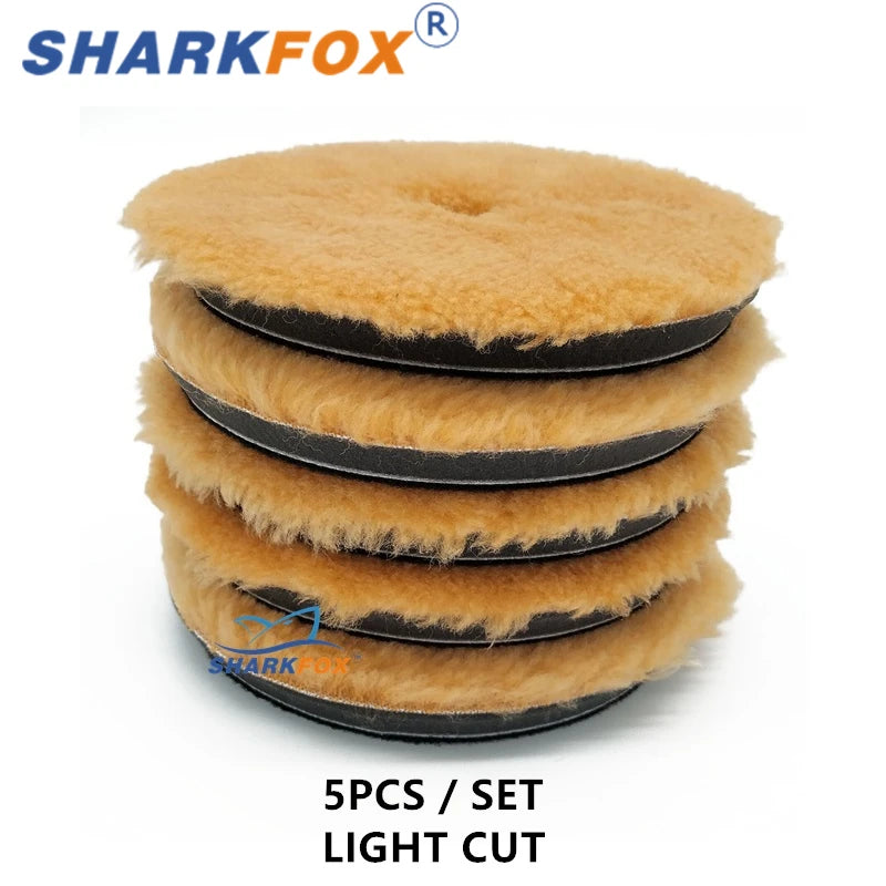 Sharkfox 5/6Inch High Density Lambs Woollen Polish buffing Pad Wool Polishing Pad for Car Polisher Wool Pad