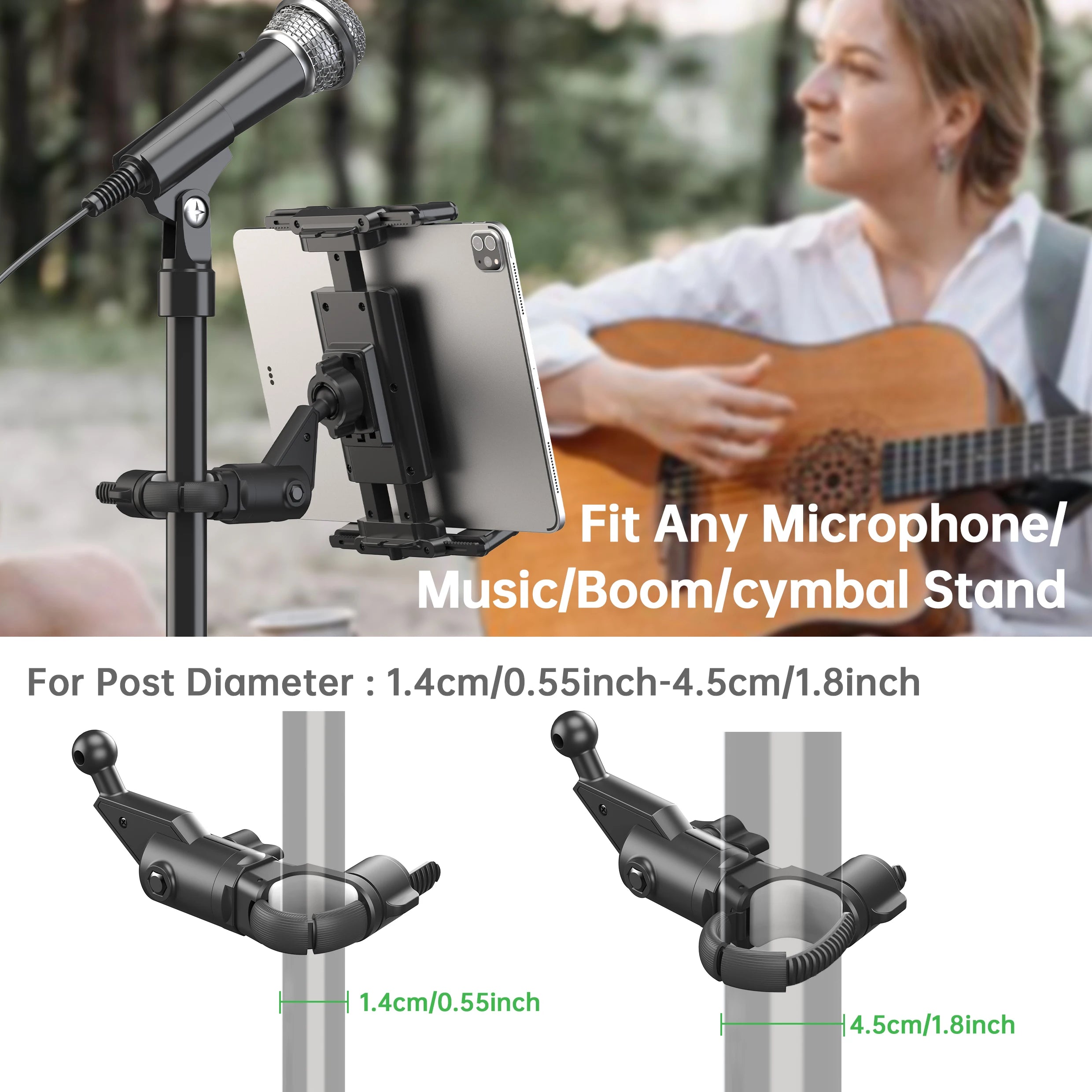Microphone Music Stand Tablet Holder for iPad and Smartphone for Shee Music Fits Devices from Screen Size 4.7 to 12.9 Inches CM World