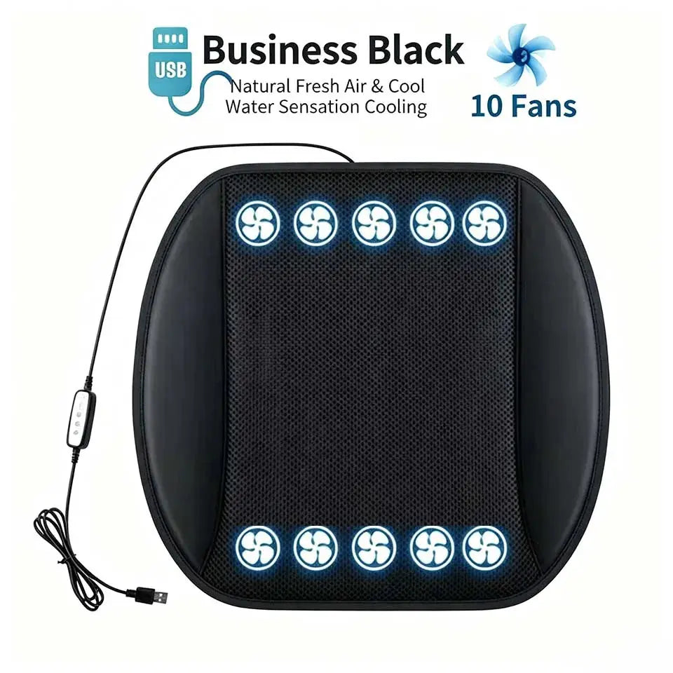 USB Universal Car Seat Summer Cool Air Seat Cushion With 5/8/10 Fan Car Cooler Seat Cover 3D Mesh Breathable For Car Home Office Car Mobile World