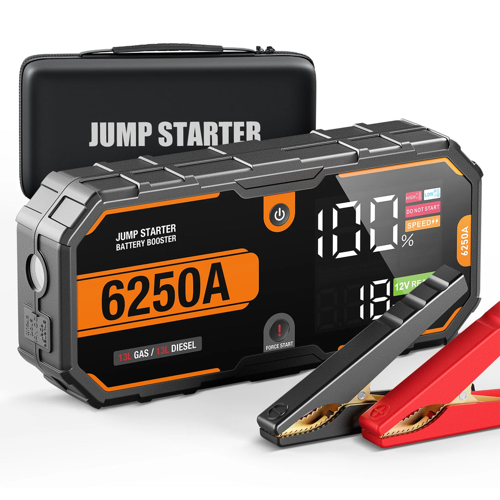 Car 6250A Portable 12V  Jump Starter Power Bank 12V Auto Battery Charger Booster Starting Device For 10.0L GAS/6.5L DIESEL CM World