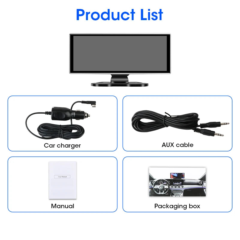 10/11.26 inch Dash Cam 4K Car DVR Wireless Carplay & Android Auto GPS Navigation Video Recorder Dashboard Dual Lens Wifi FM AUX Car Mobile World