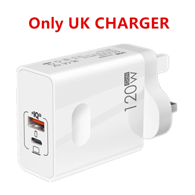 120W Fast Charger USB Type C PD Cable Fast Charging Quick Charge 3.0 Adapter For iPhone Xiaomi Samsung Oneplus Pixel Cellphones Car Mobile World