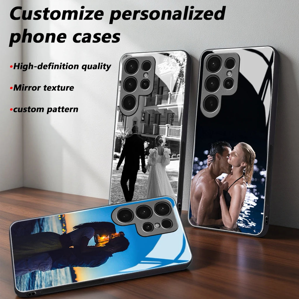 Custom Photo Mirror Glass Phone Case for Samsung Galaxy S26/S25 Ultra/FE/Plus/EDGE Car Mobile World