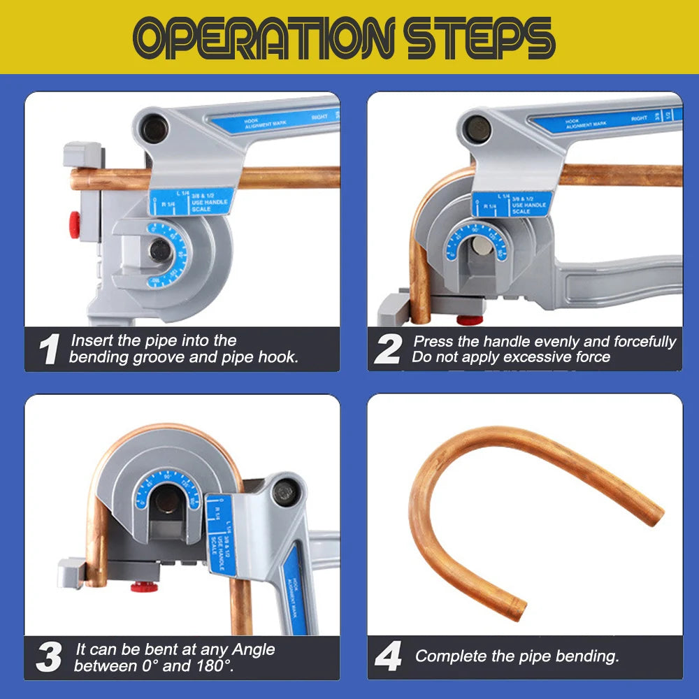 180 Degree Tube Bender 3-In-1 Small Multi-purpose Bender for Copper Pipe Aluminum Pipe Iron Pipe Stainless Steel Pipe CM World