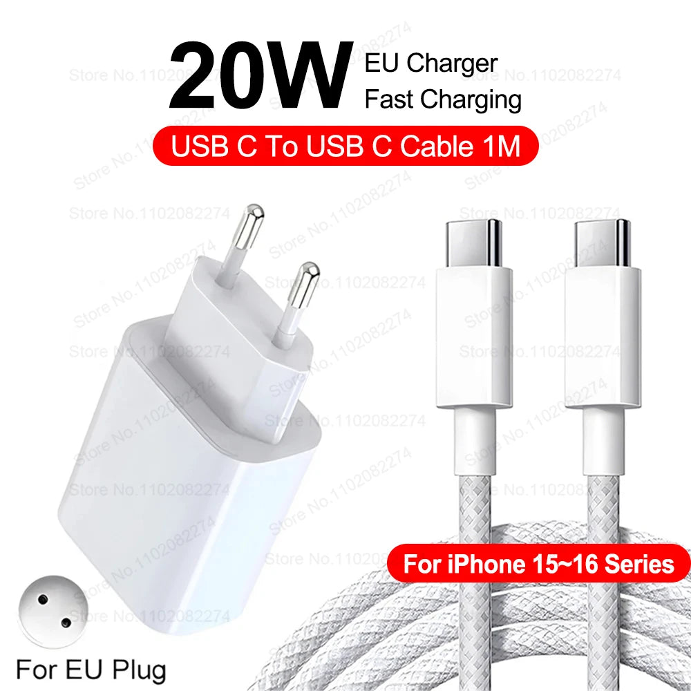 PD 40W USB C Fast Charger For Apple iPhone 16 15 11 12 13 14 Pro Max Plus Fast Charge Phone Charger USB Type C Cable Accessories Car Mobile World
