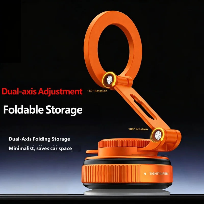 Vacuum Magnetic Car Phone Holder 360 Swivel Dashboard Mount, Strong Suction Metal Stand for iPhone Android Navigation