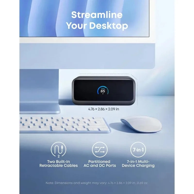 Original Anker Nano Desktop 100W Multi Port Charging Dock PD Fast Charging Station 66W Expansion Cable for Laptop IPhone Huawei