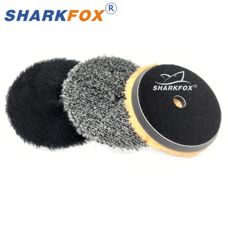 Sharkfox 5/6Inch High Density Lambs Woollen Polish buffing Pad Wool Polishing Pad for Car Polisher Wool Pad