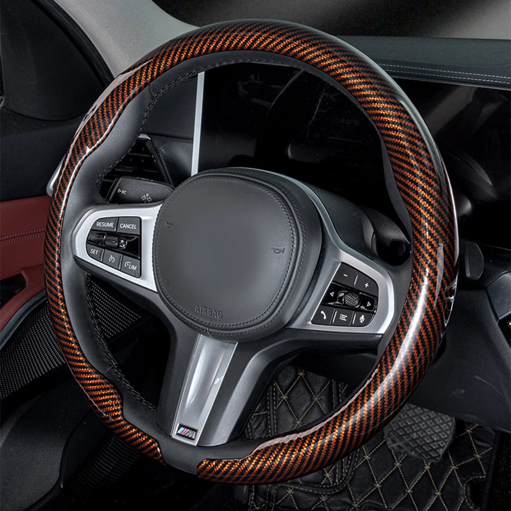 Steering Size 36-38cm Universal Non-slip D-shaped Round Breathable Car Steering Wheel Cover Protector Suitable Auto Accessories CM World
