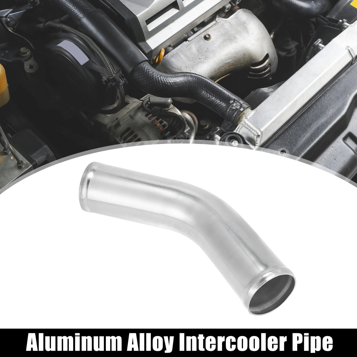 UXCELL Aluminum Alloy Tube OD 63mm 70mm 76mm 102mm Intercooler Pipe 45 90 Degree Air Intake Tube Silver for Car Air Intake Tube
