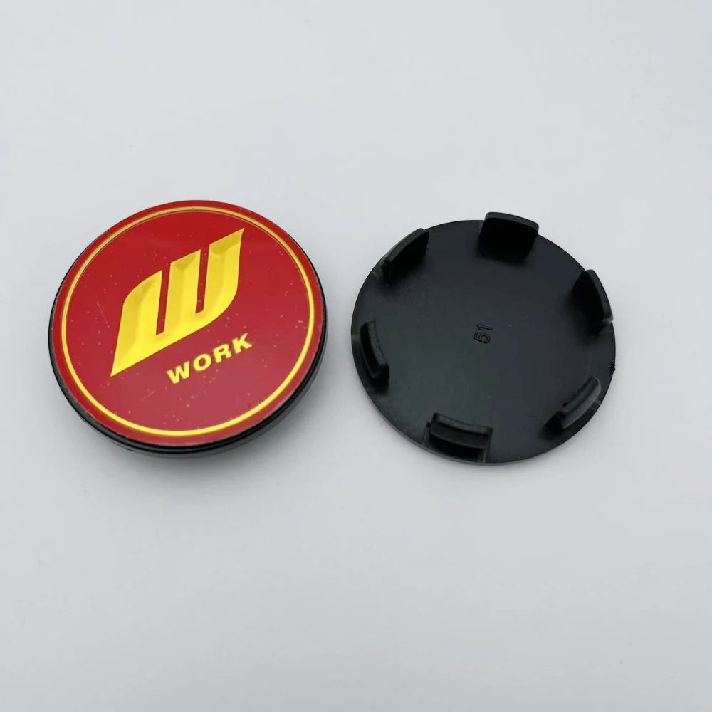 4pcs 51mm O.D / 46mm I.D W Work Logo Emblem Car Wheel Center Caps  Wheels Hub Rim Hubcaps Cover Car Replace Styling Accessories