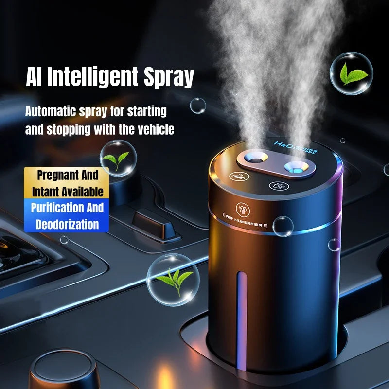 Dual Spray Car Air Humidifier Purifier Aluminium Alloy Essential Oil Diffuser 380ml Air Freshener for Auto Home Accessories CM World