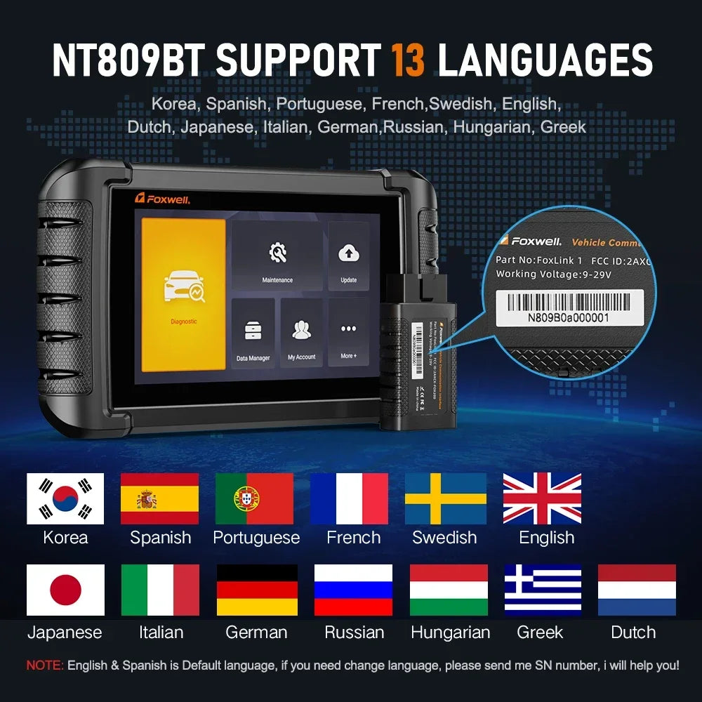 CAN FD DOIP Bidirectional Auto VIN OBD2 Automotive Scanner FOXWELL NT809BT Bluetooth 30 Plus Resets Car Diagnostic Tools Car Mobile World