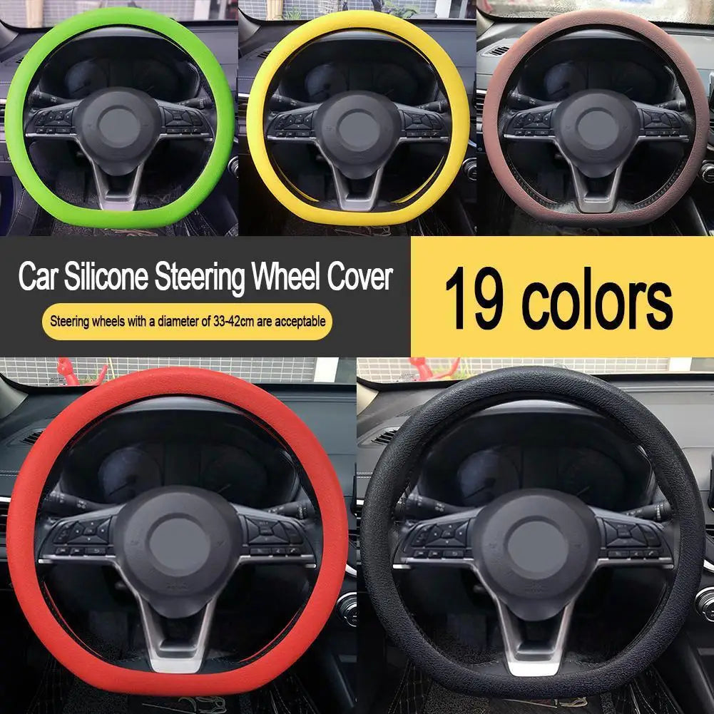 19 Color Car Silicone Steering Wheel Cover For Summer Fashion Sweat Absorbent Non-slip Handle Cover General DIY Parts CM World