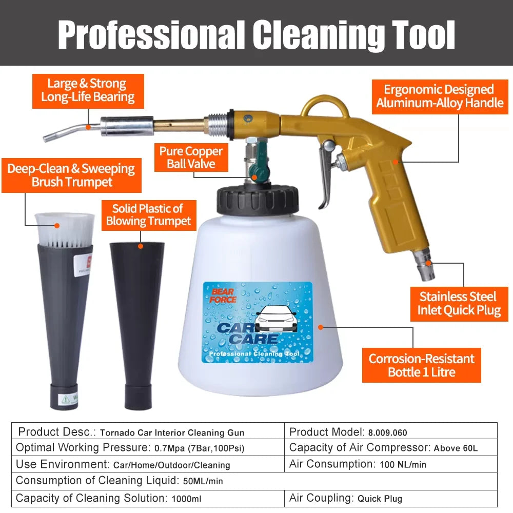 Tornado Pneumatic Air Foam Gun High Pressure Car Wash Interior Deep Cleaning Gun Espuma Tool for Tornador Detailing Tool CM World