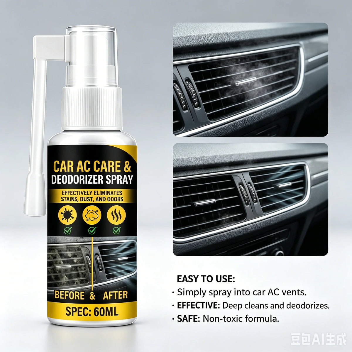 Car Air Conditioner Cleaning Spray, Remove Odor Dust Mold, Summer Air Conditioner Vent Foam Cleaning Deodorant Car