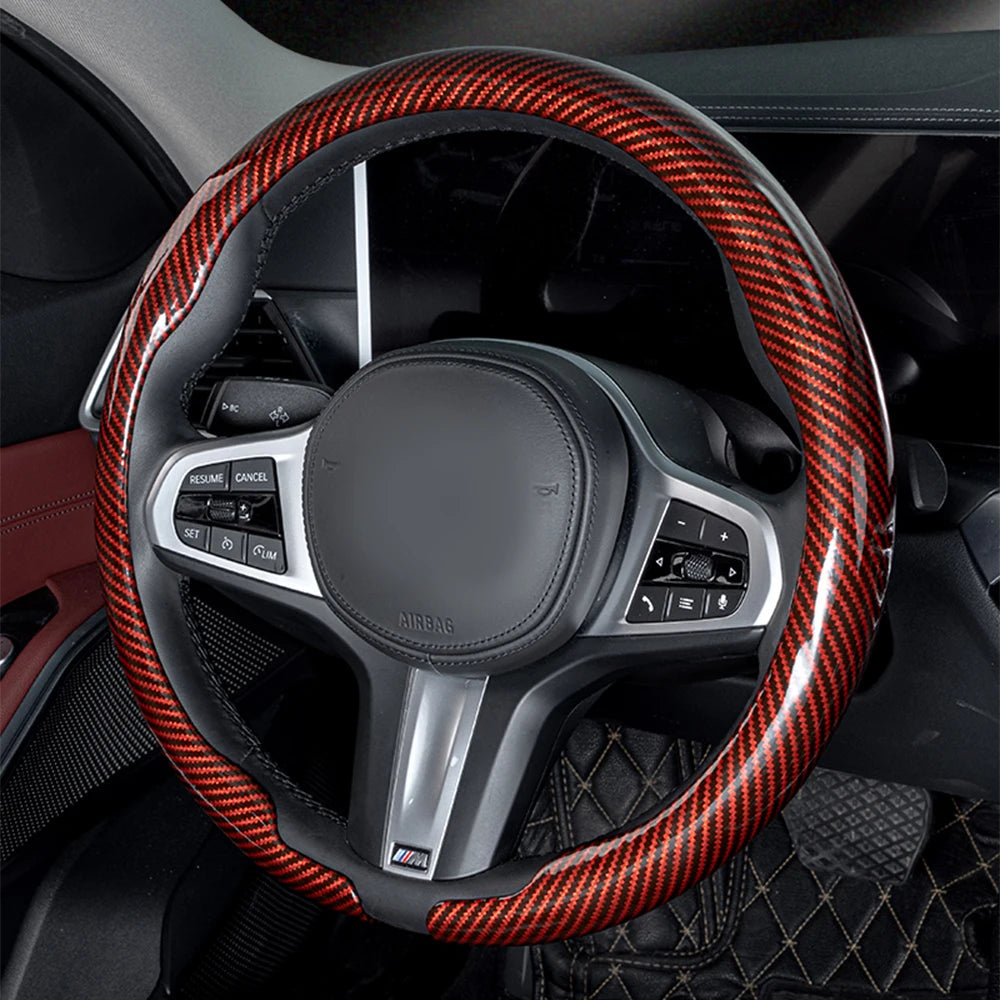 Steering Size 36-38cm Universal Non-slip D-shaped Round Breathable Car Steering Wheel Cover Protector Suitable Auto Accessories CM World