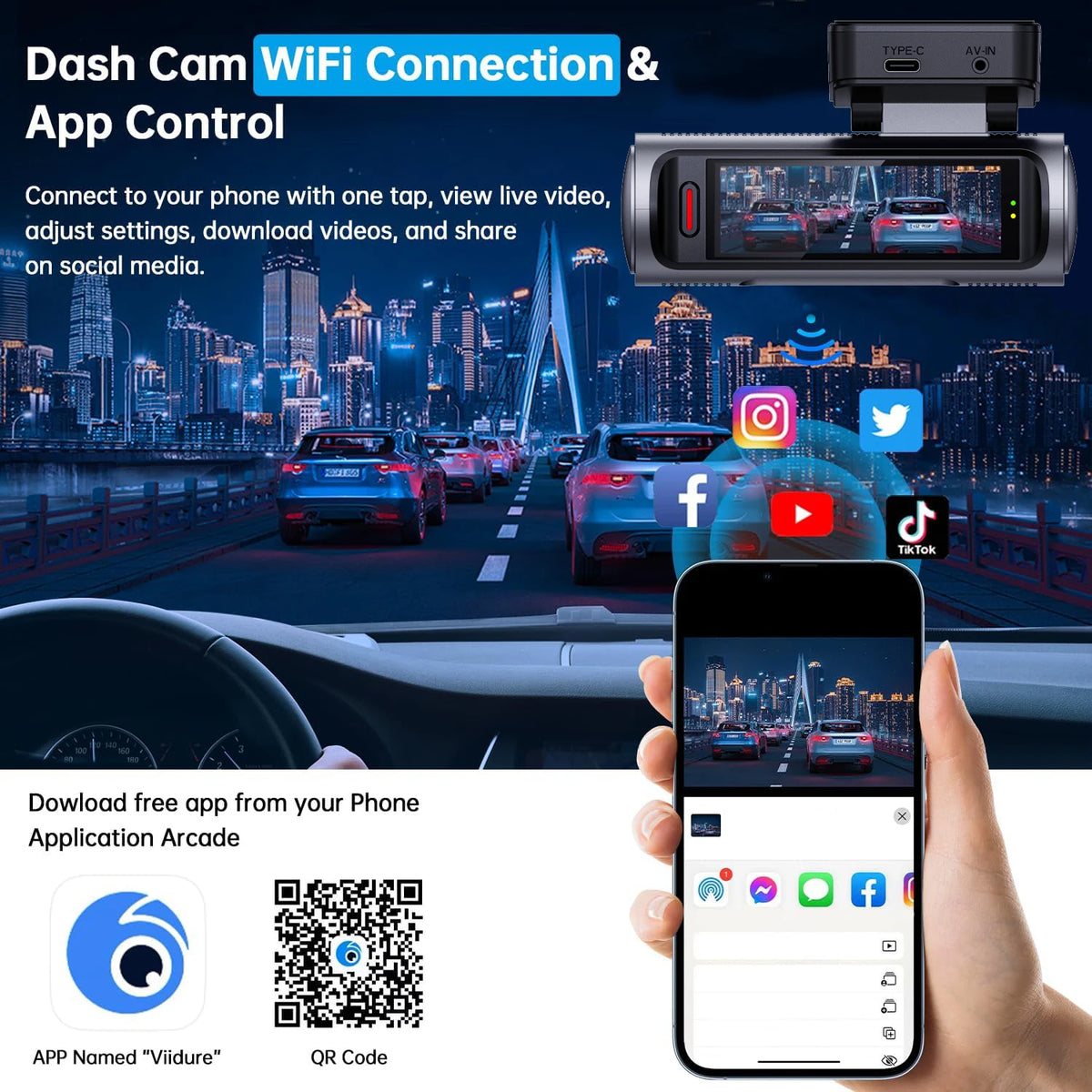 Dual Lens 4K+4K Dash Cam Recording Car Camera DVR Night Vision Video Recorder Built-In 5G Wi-Fi Support GPS Dashcam 24H Parking