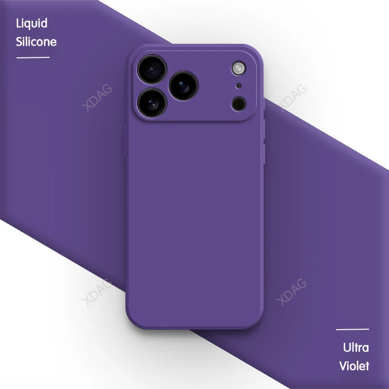 Liquid Silicone Original Phone Case for iPhone 17 Pro Max Air 17Pro 17Max 5G Straight Edge Lens Protection Soft Basic Back Cover