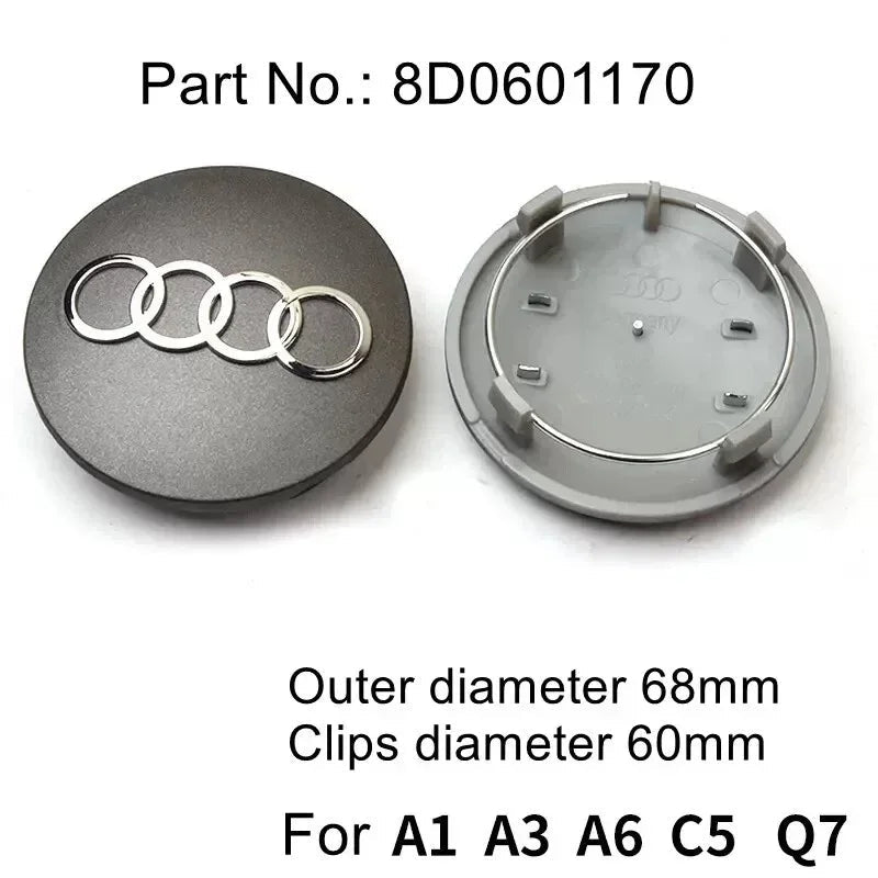 Audi 4pcs 60mm 61mm 68mm 69mm 123mm Car Styling Wheel Center Cap Hub Covers Badge for Audi A3 A4 A5 A6 A7 A8 S4 S6 Sticker CM World