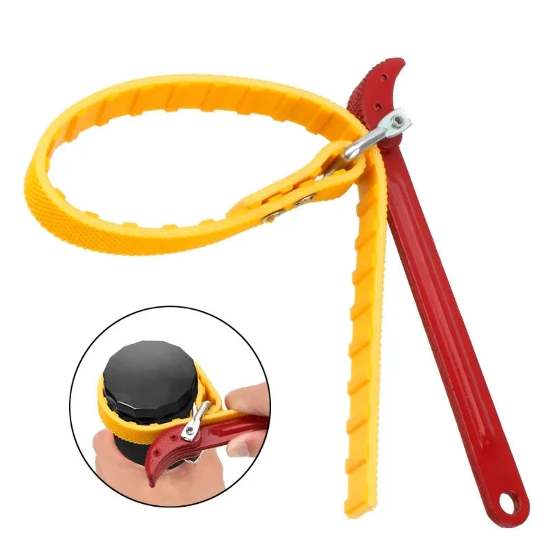 Adjustable Strap Oil Filter Belt Wrench Chain Spanner Puller Cartridge Disassembly Tool for Motorcycle Repair Accessorie Car Mobile World