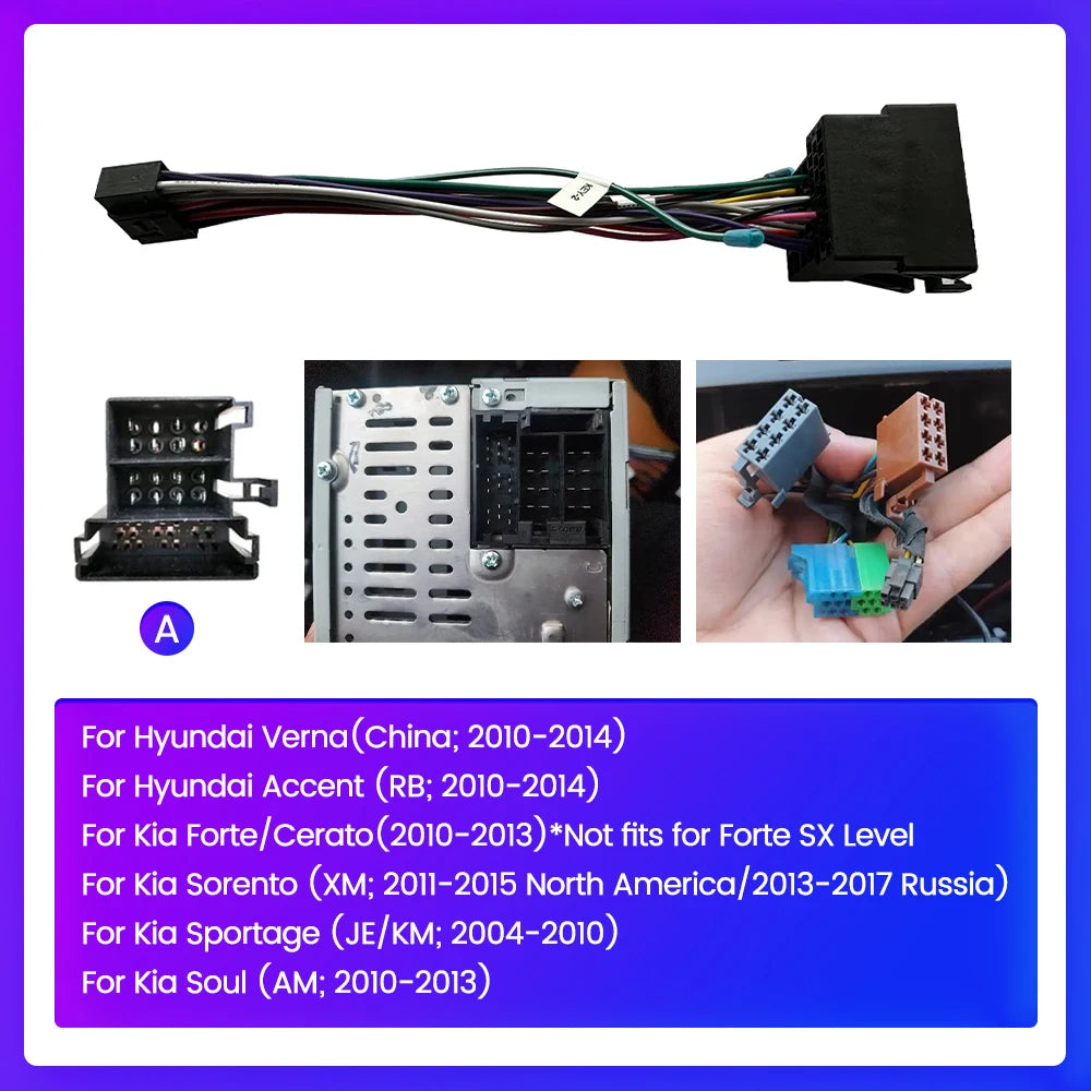 Power Cable For Hyundai Kia Android Car Radio Stereo Car Audio MP5 Player GPS Central Automotive Multimedia Player Accessories CM World