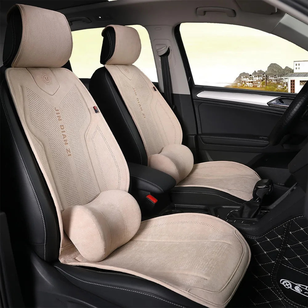 Full Set Suede Car Seat Covers Universal Four Season Breathable Seat Cushion Car Accessories Interior Car Seat Protector Covers CM World