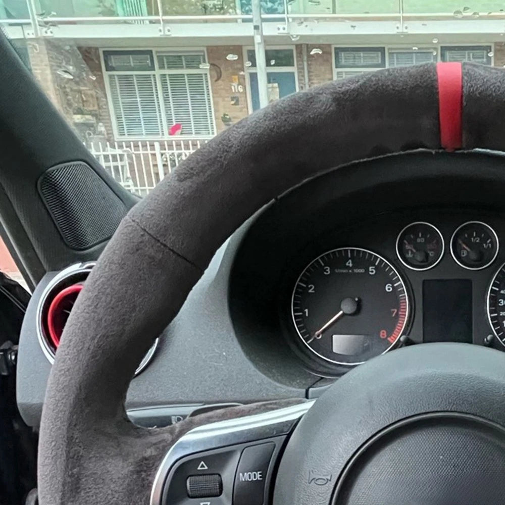 Non-Slip Black Suede DIY Car Steering Wheel Cover Braid For Audi TT TTS (8J) 2006-2014 A3 S3 (8P) Sportback R8 Car Accessories CM World
