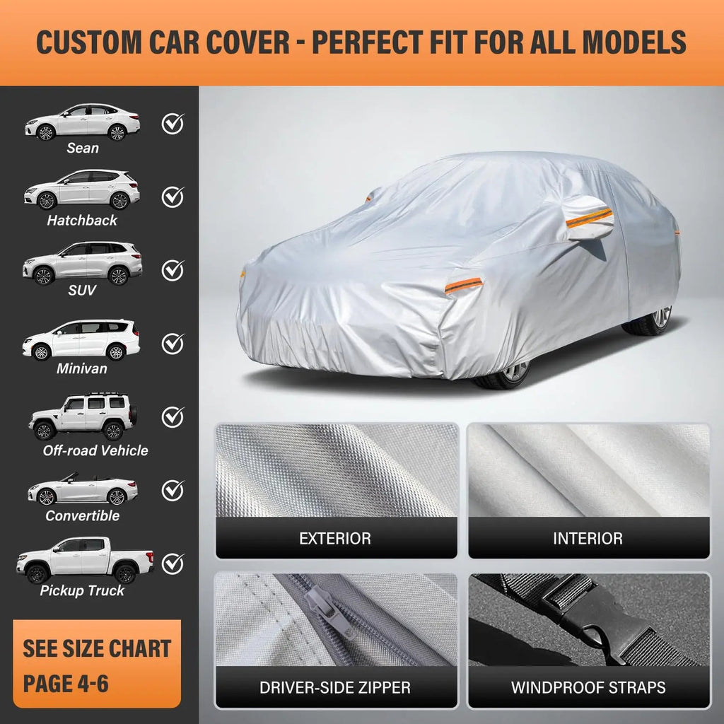 Heavy-duty Waterproof Car Cover All-Weather Outdoor Dust UV-Protective Fit for Hatchback Sedan SUV Full Kayme Car Accessories Car Mobile World