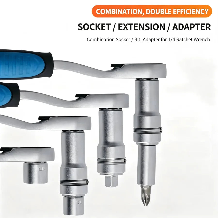 29pcs Hollow Pass-Through Ratchet Wrench Set Reversible 12 Point Socket Bits Extension Bar Adapter Repair Tool Kit