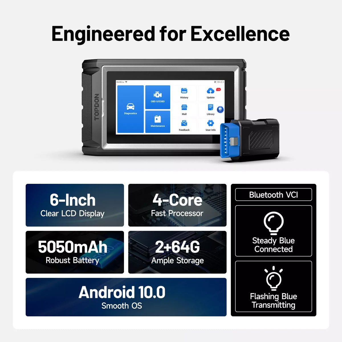 TOPDON AD800 BT 2 OBD2 All System Scanner Professional Car Diagnostic Tool Automotive Scanner Active Test  AUTOVIN Scanner