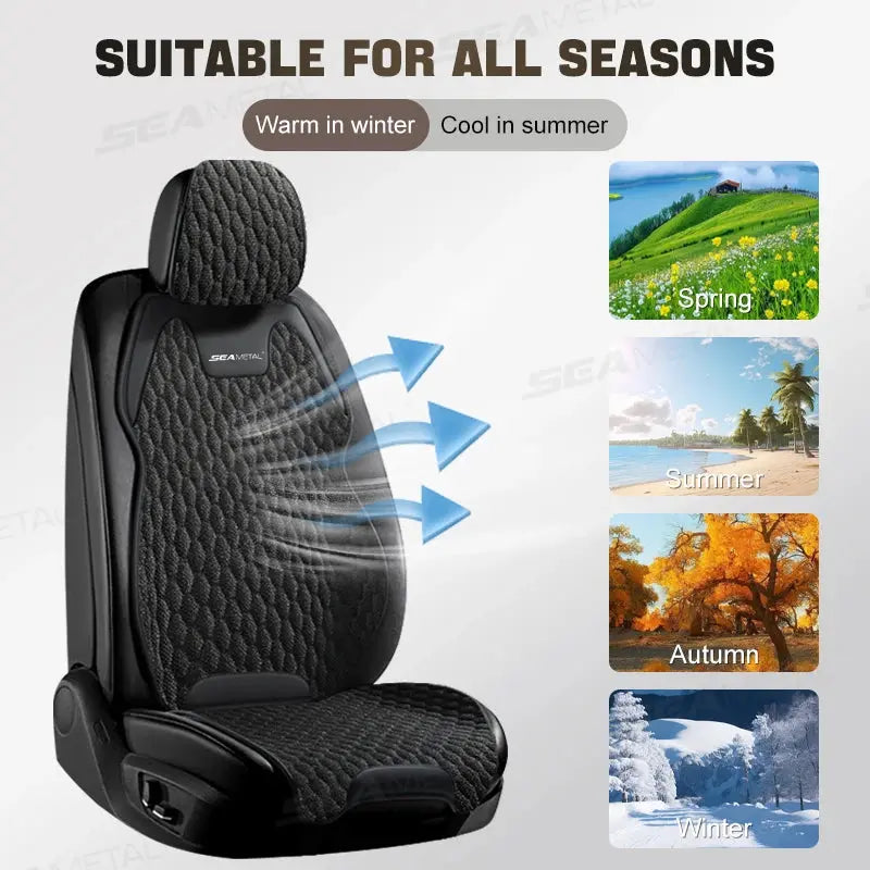 SEAMETAL Four Seasons Car Seat Cover Front Rear Car Seat Cushion Airbag Compatible Seat Protector Breathable Car Accessories Car Mobile World
