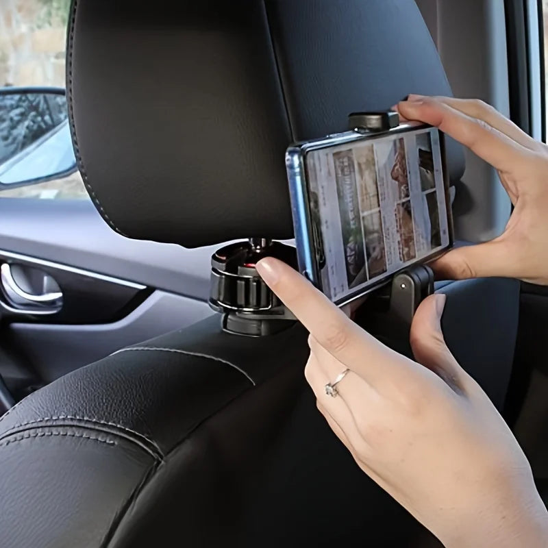 Multi-functional 2 In 1 Car Hook Hidden Multifunctional Rear Headrest Hook Car Rear Phone Holder Lock Type Mobile Phone Holder