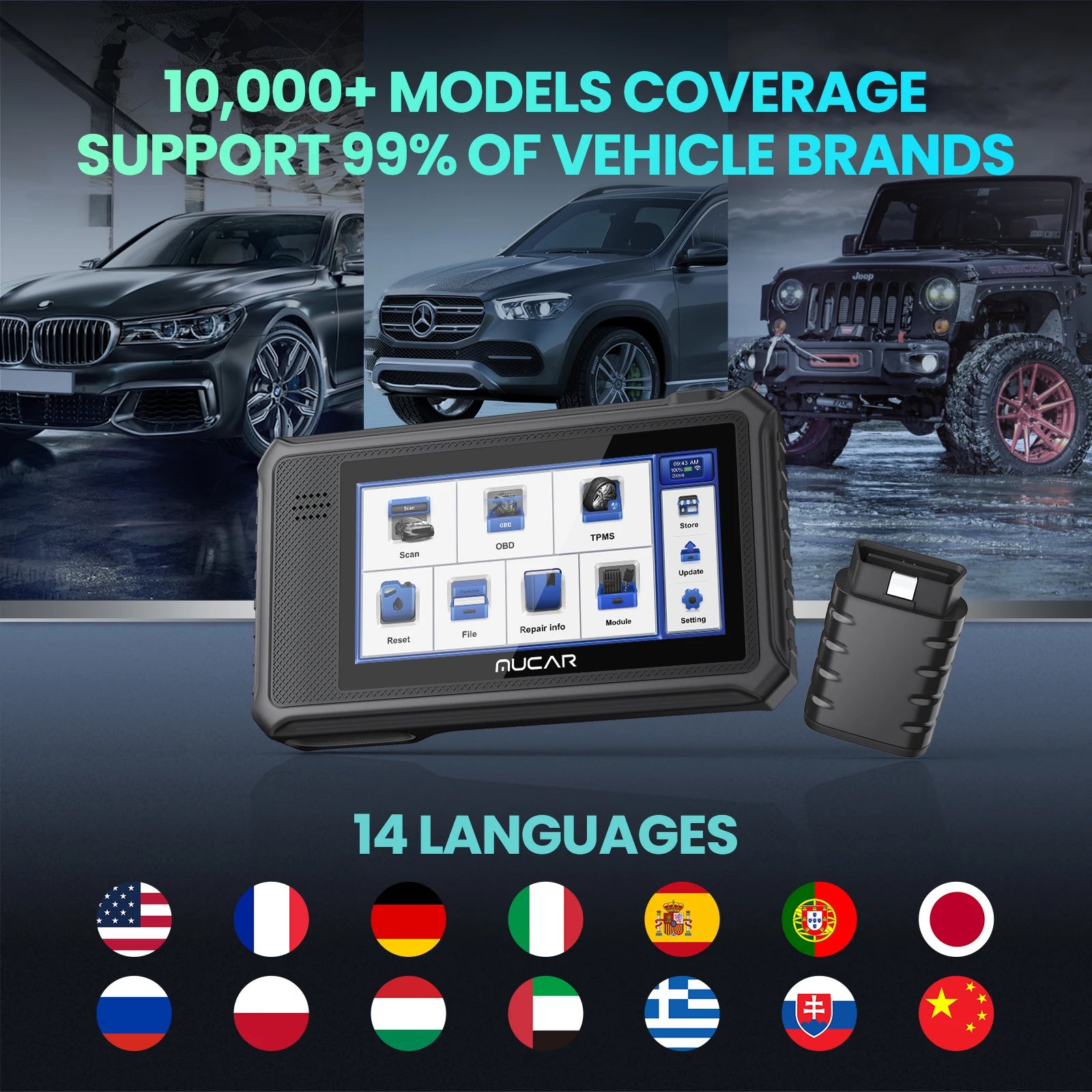 MUCAR VO6 Car Diagnostic Tools Full System OBD2 Scanner 28 Resets Lifetime Free Bidirectional Control ECU Coding Auto Scan Tools Car Mobile World