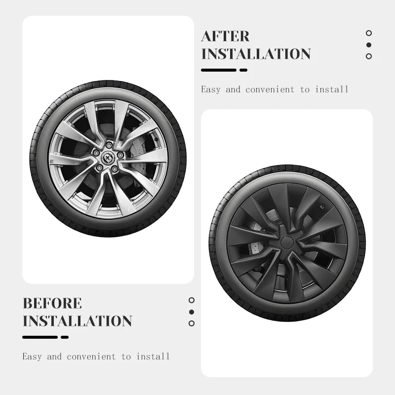 TSLLUG 4PCS 19 Inch Wheel Hub Caps For Tesla Model 3 Highland 2024-2026 Turbine Car Wheel Hubcap Accessories Full Edge Wrapping
