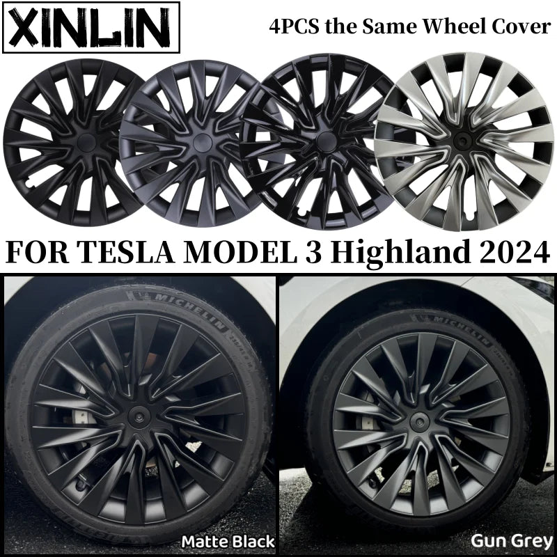 4PCS 18-Inch For Tesla Model 3 Wheel Cover Highland Performance Hub Caps Replacement Wheel Full Rim Cover Accessories 2024-2026