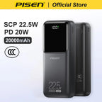 PISEN 20000mAh PD 20W Quick Power Bank SCP 22.5W Portable CCC Powerbank Fast Charging External Battery For Huawei iPhone Xiaomi Car Mobile World