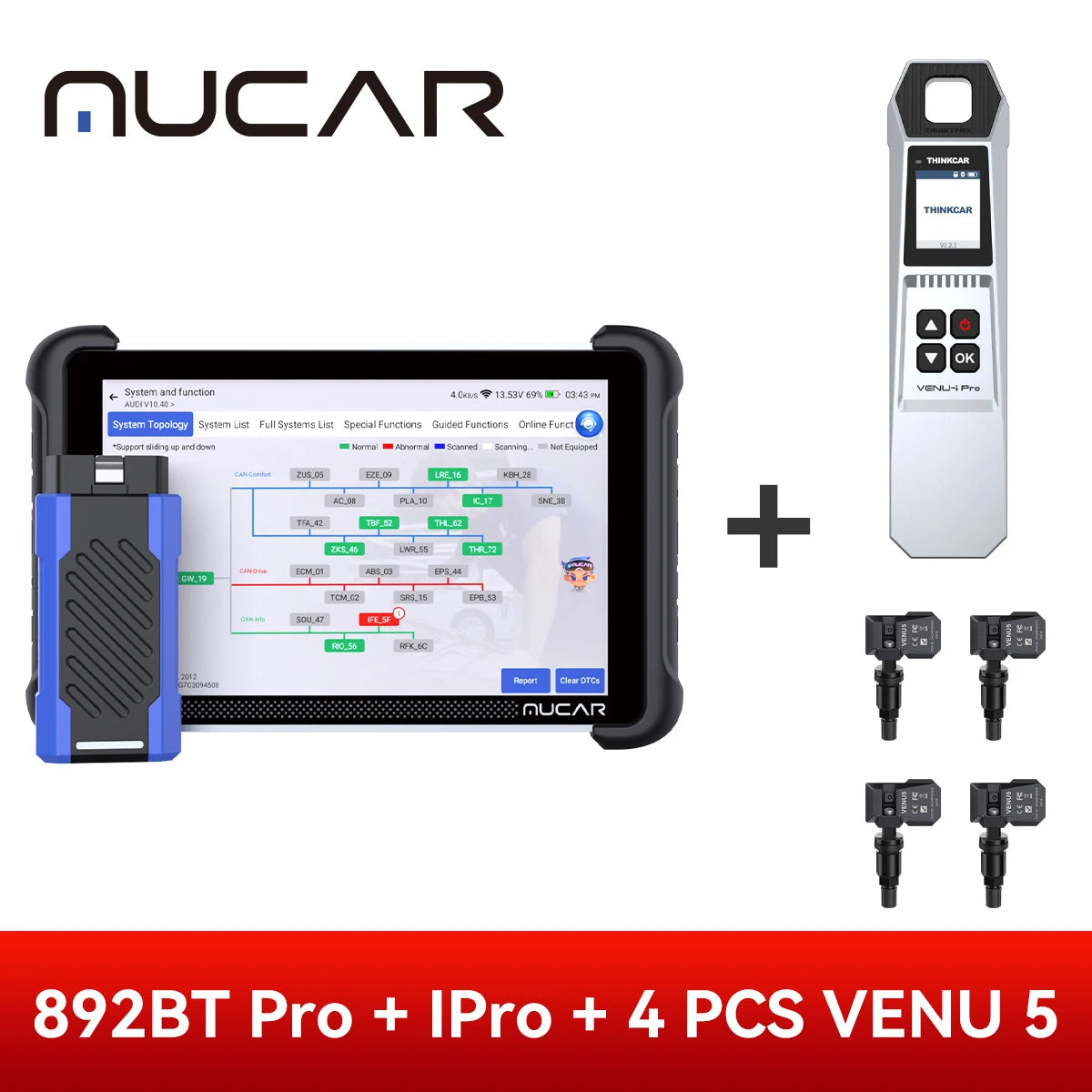 MUCAR 892BT PRO Topology J2534 AI Key Programmer TKEY 101 Automotive Diagnostic Tool Bidirectional Car Obd2 Scanner ECU Coding
