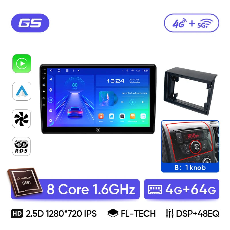 Ainavi Car Radio For Fiat Ducato Citroen Jumper Peugeot Boxer 2006-2024 Wireless Carplay Android Auto Car Multimedia DSP BT 2Din CM World