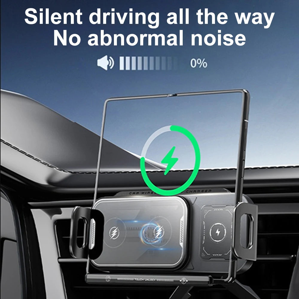 Car Wireless Charger Dual Coil Fold Screen Car Fast Charging Stand for Samsung Galaxy Z Fold 6 Flip 3 Air Vent Car Phone Holder CM World