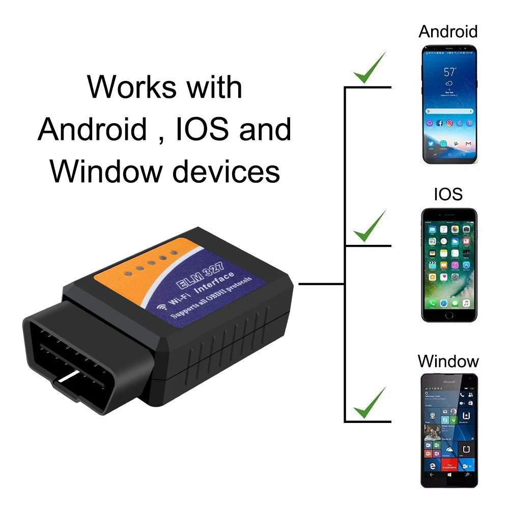 ELM327 WIFI V1.5 OBD2 Scanner OBDII Adapter Car Accessories For IOS Android 1PC Auto Diagnostic Scan Tool Car Fault Code Reader Car Mobile World