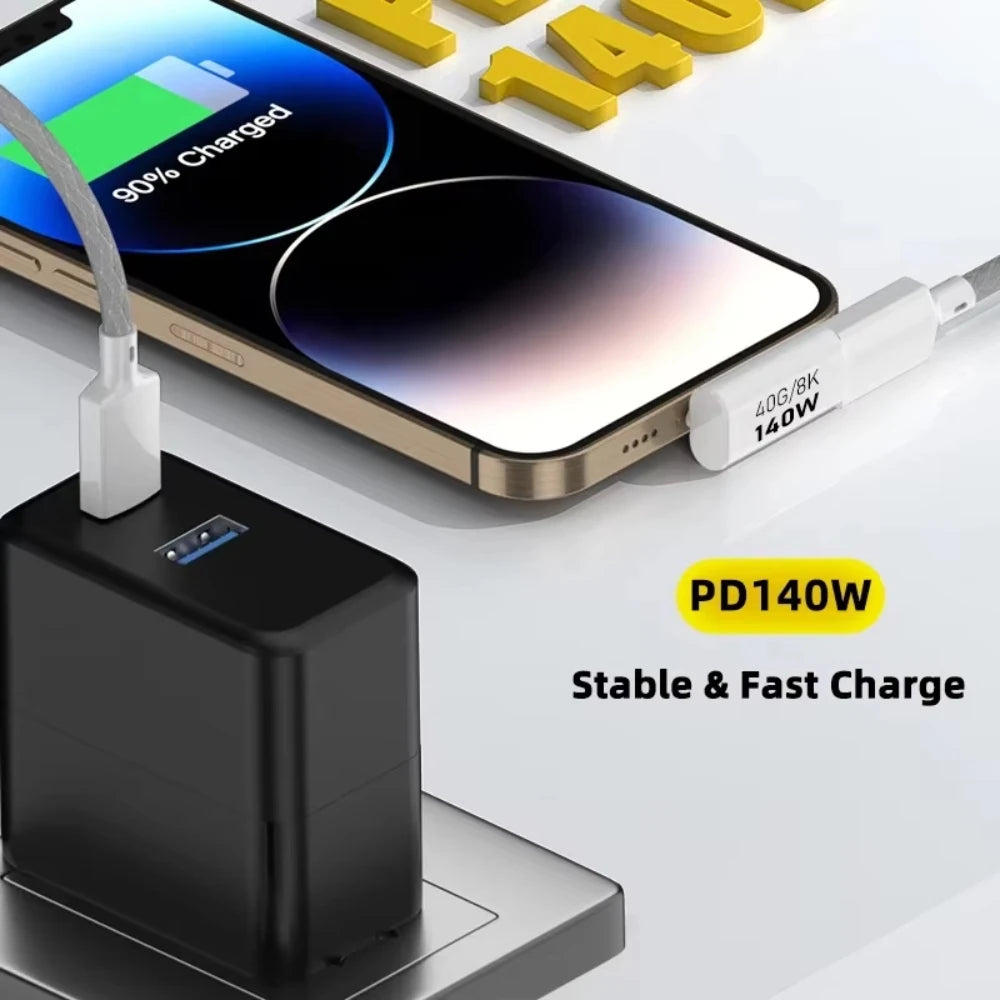NNBILI 140W 40Gbps OTG Type C Adapter 90 Degree USB C to Type C Fast Charging USB3.1 Data Transfer Adapter For iPhone 15 Macbook