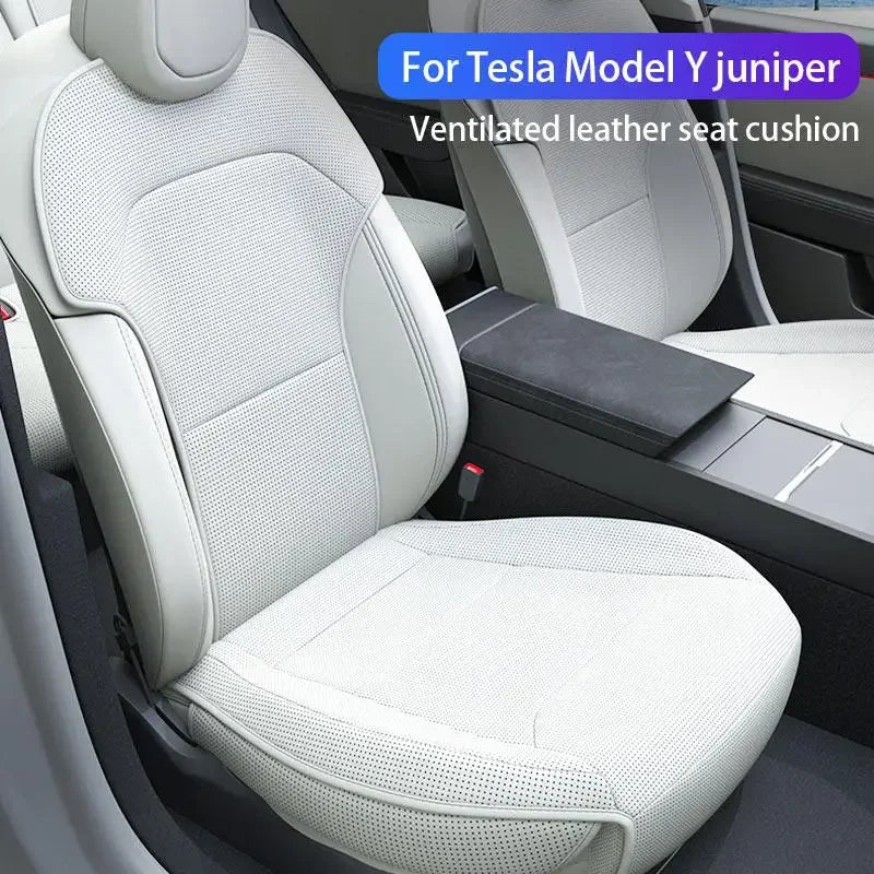 For Tesla Model Y 2025 2026 Juniper Ventilation Leather Seat Cover Cushion Breathability Comfortable Seat Interior Accessories