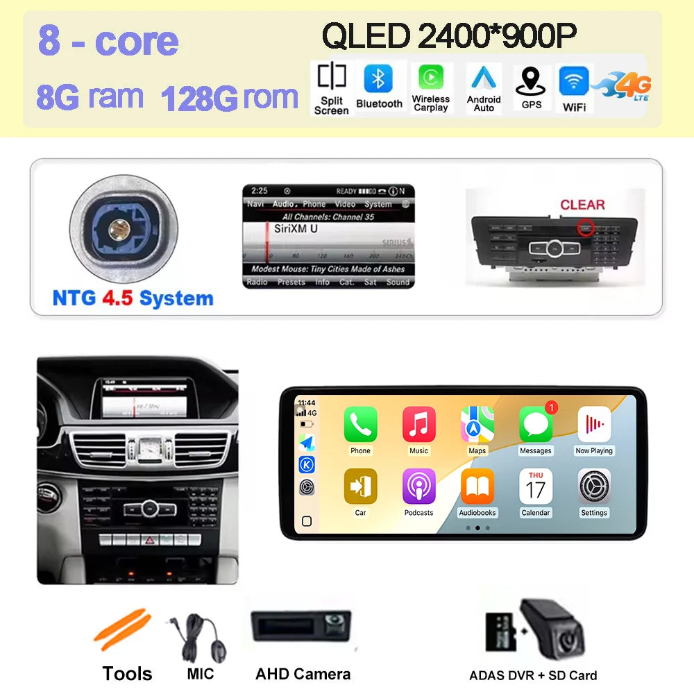 Wireless Carplay Car Radio Multimedia For Mercedes Benz E Class W212 2009 - 2016 QLED Screen 4G Android 15 Auto Accessories Ster CM World