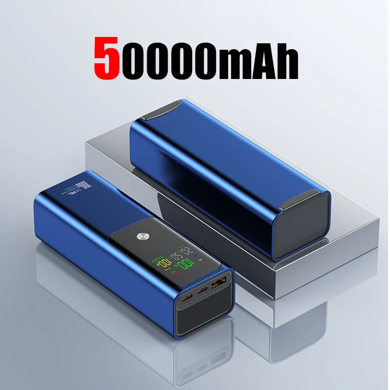 50000mAh Portable Color Screen Power Bank Supports PD100W Bidirectional Fast Charging Suitable For IPhone Laptop Samsung Xiaomi Car Mobile World