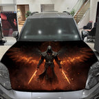Blazing-Winged Assassin Car Vinyl Wrap, PVC Material Waterproof Car Hood Sticker, Self-Adhesive Scratch-Resistant Stickers for E