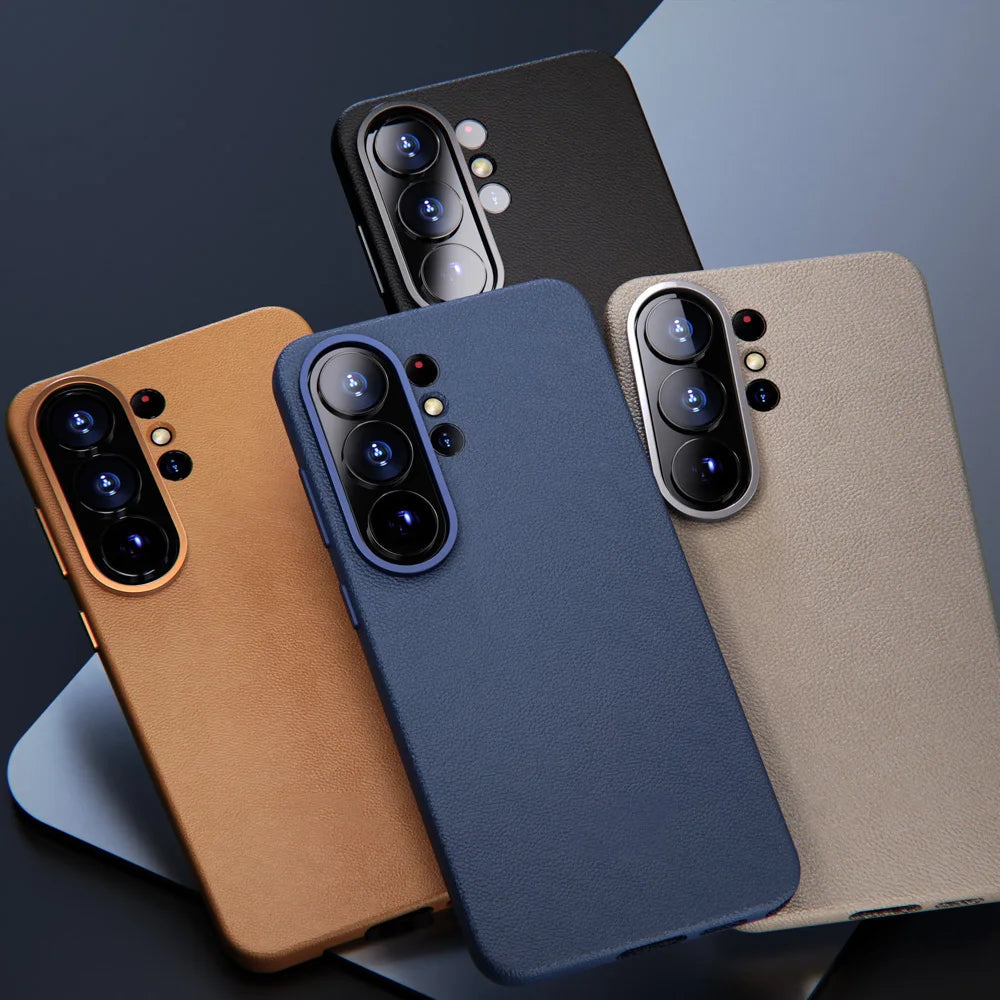 Luxury Genuine Leather Case for Samsung Galaxy S26 Ultra S26+ S26 5G Strong Magnetic Cover Soft Touch Shockproof Hard Back Shell