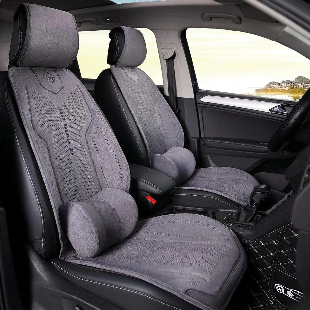Full Set Suede Car Seat Covers Universal Four Season Breathable Seat Cushion Car Accessories Interior Car Seat Protector Covers CM World